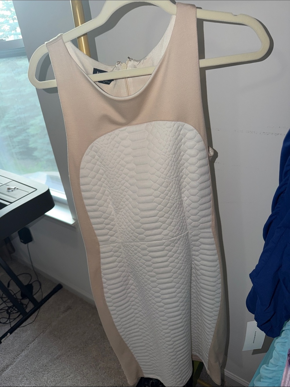 bebe Cream and White Slip Dress